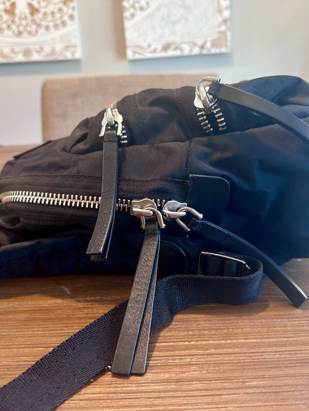 Marc Jacobs Black Nylon Mini Backpack Silver Hardware Zip Front Pockets - Picture 9 of 11